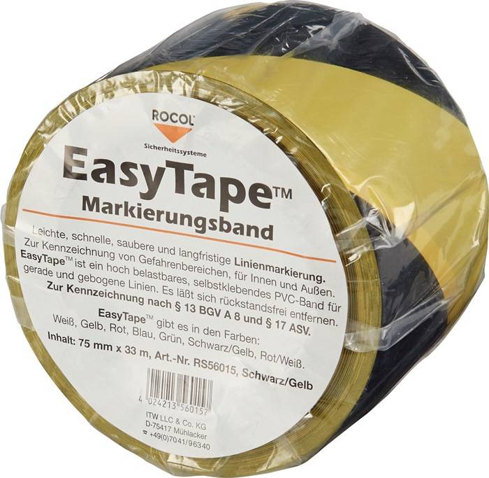 Bodenmarkierungsband Easy Tape PVC schwarz/gelb L.33m B.75mm Rl.ROCOL