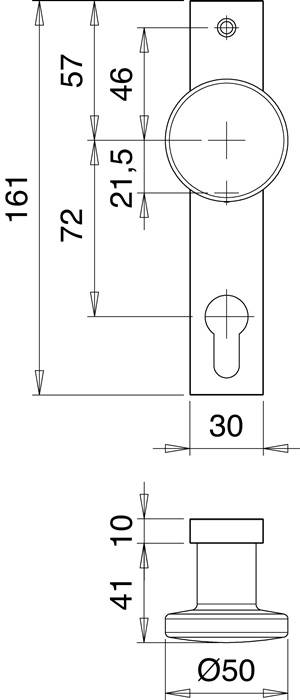 Schlosskasten-Knopf 1317/7020 fest Alu.F1/naturf.4-KT.8mm EDI