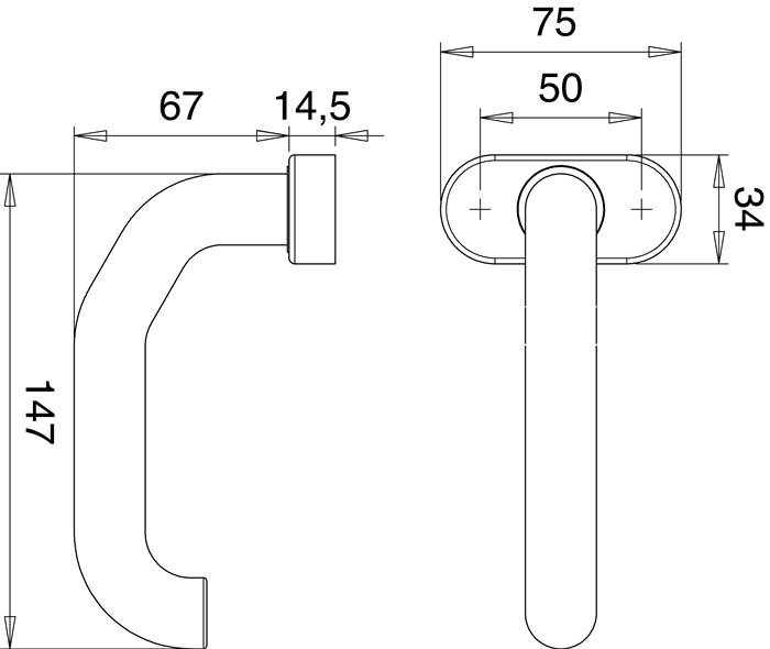 Feuerschutzdrückerlochteil 1800/2133 VA EST gekr.4-KT.9mm EDI