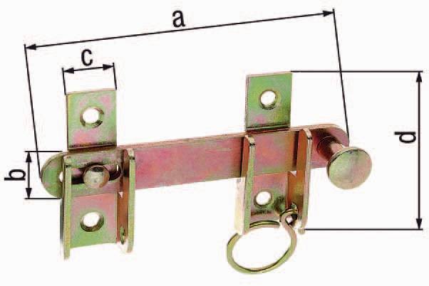 Schlagladenüberwurf L.120mm B.18mm STA galv. gelb verz. Loch-D. 6mm GAH