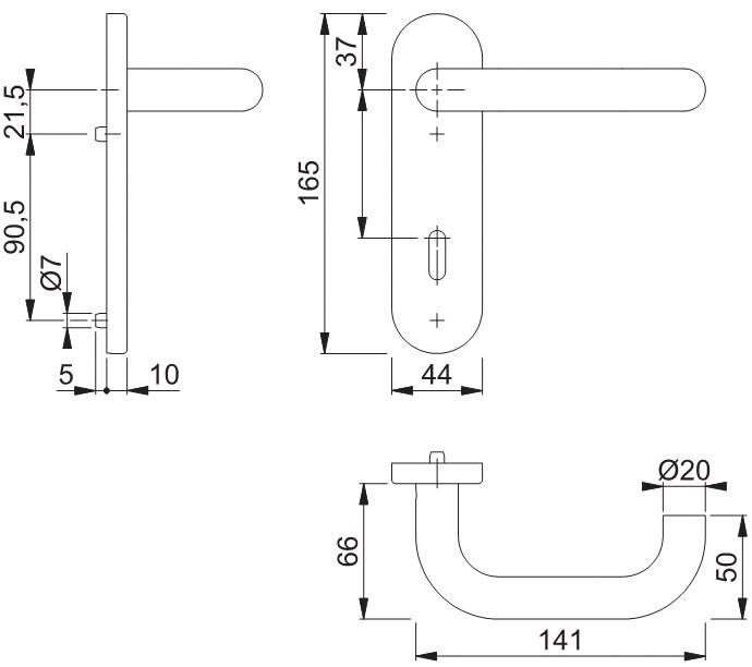 Kurzschildgarnitur Paris E138/353KH VA F69 OB rd Drückergrt.HOPPE