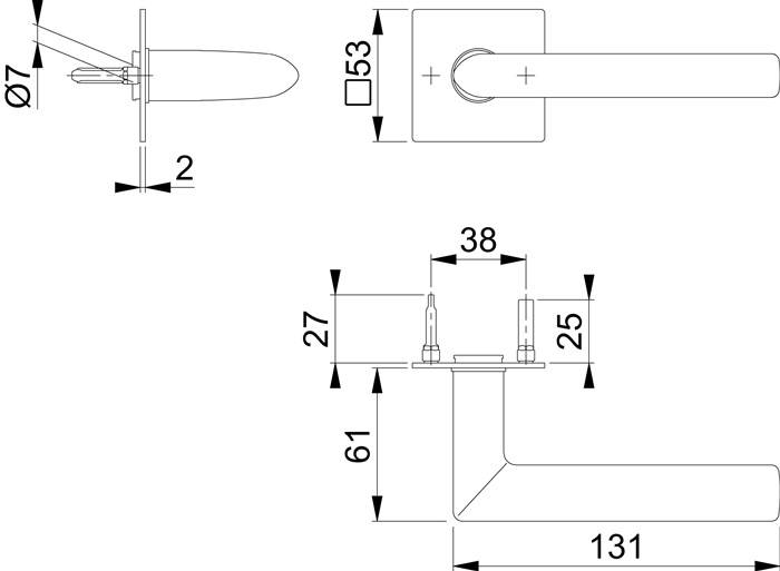Türdrückerpaar Stock.E1140Z/848N VA F69 m.Drückerrosetten VK 8mm HOPPE