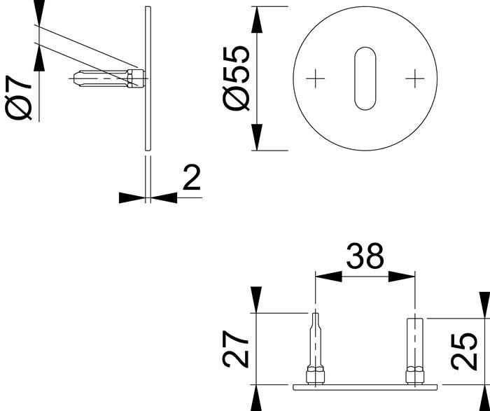 Schlüsselrosetten-Paar E849NS VA F69 Schildst.2mm OB rd.HOPPE