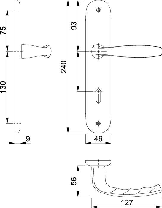 Langschildgarnitur NY 1810/273P Alu.F1 OB 72mm DIN L/R HOPPE