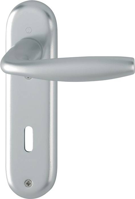 Kurzschildgarnitur NY 1810/273KP Alu.F1 OB rd Drückergrt.HOPPE