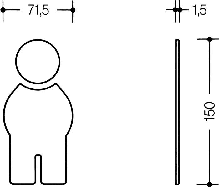 Symbol Mann 710XA.150.1 VA Farb-Nr.XA B.71,5mm H.150mm S.1,5mm HEWI