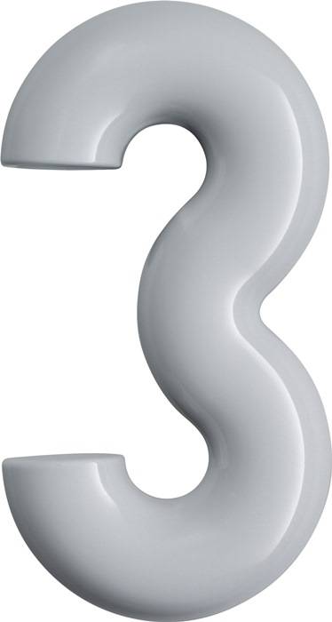Hausnummer Ziffer 3 Spezial-Polyamid 90 tiefschwarz 165mm D.33mm HEWI