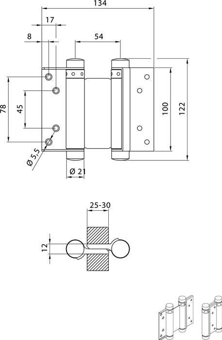 Pendeltürband STA verz.Gr.30 L.100mm 22kg TS 25-30mm DENI 2 Stück