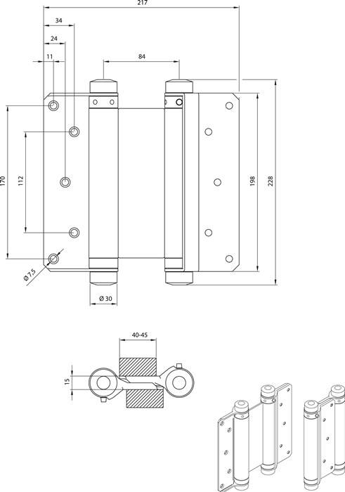 Pendeltürband STA verz.Gr.42 L.200mm 70kg TS 45-50mm DENI 2 Stück