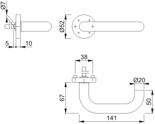 Rosettenhalbgarnitur Paris E138Z/42H VA F69 4-KT.10mm HOPPE