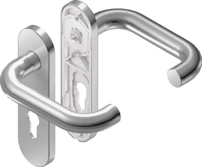 Kurzschildgarnitur Rondo H1.0 VA EST PZ rd Drückergrt.BKS