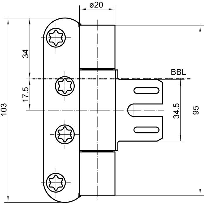 Objektband VARIANT VN 8939/100 M VA ma geb.100kg 20mm DIN L/R gef.Tür SIMONSWERK
