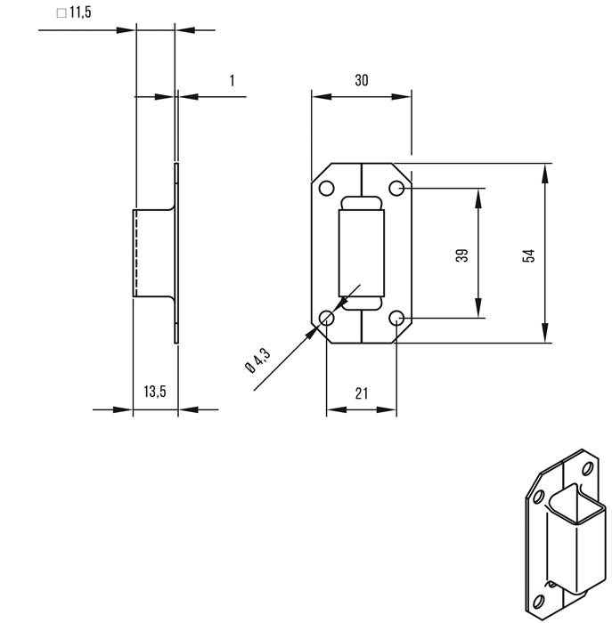 Stangenschlaufe f.Treibriegelstange 13mm STA hell verz.DENI