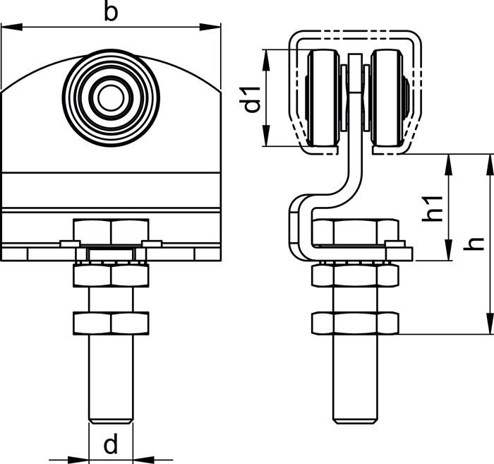 Rollapparat -90 490 f.Pro 400 STA verzinkt,gelb 100kg HELM