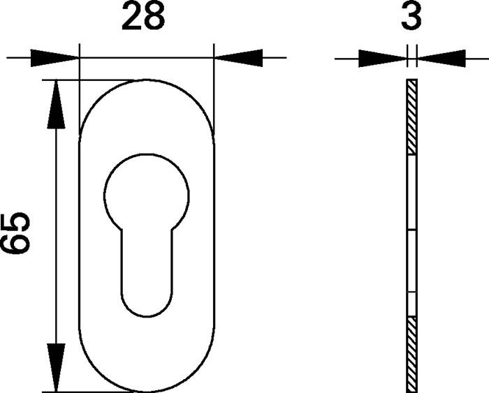 Schlüsselrosette 817/3003 VA EST Schildst.3mm PZ ov.EDI