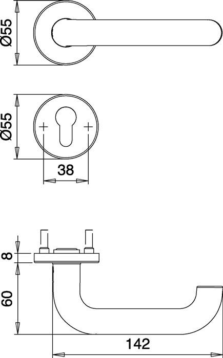 FS-Garnitur Riva FS 103/103 Alu.F1 D/D TS 40-65mm PZ rd.DIN L/R EDI