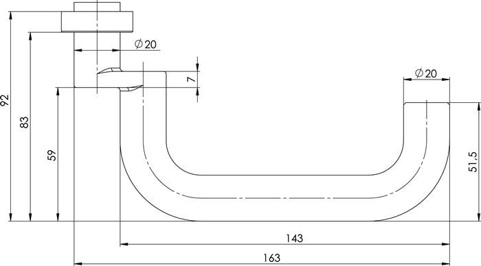 Profiltürdrückerlochteil OGRO 8100A 8MM/6621 ER VA ER ov.gekr.OGRO