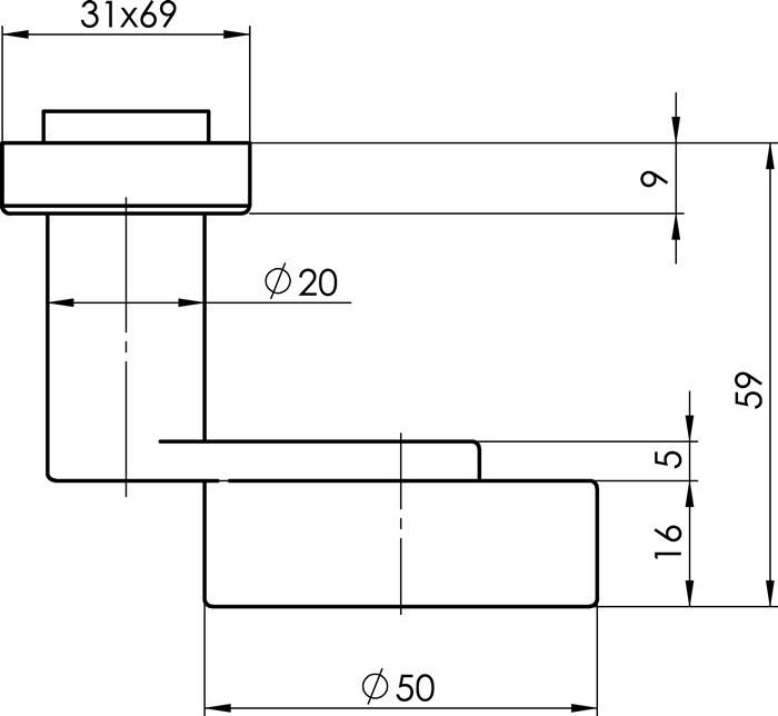 Profiltürknopf OGRO 3020A/6620 ER re.zgd.Material VA ER fest OGRO
