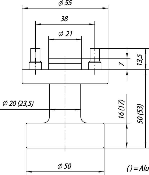 Feuerschutzflachknopf OGRO 3020/6500 AL FS Alu.F1 Rundrosette Vollblatt OGRO