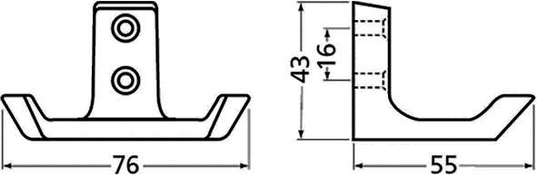 Mantelh.0033 zweifach A.55mm Alu.silberf.elox.H.43mm Hermeta
