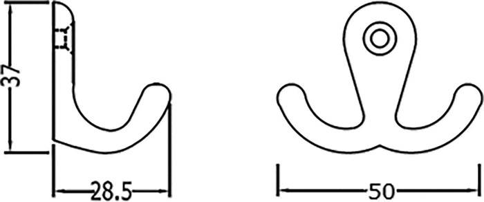 Handtuchhaken 0560 2 Hak.H.37mm Alu.pol.A.28,5mm HERMETA