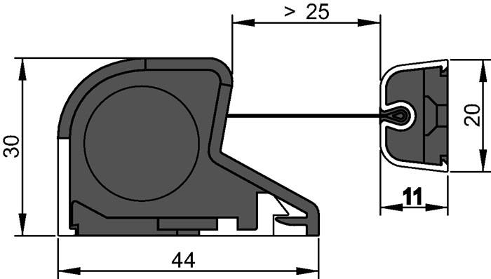 Fingersch.Rollo NR-30 L.1925mm BG silberf.Rollo schwarz ATHMER