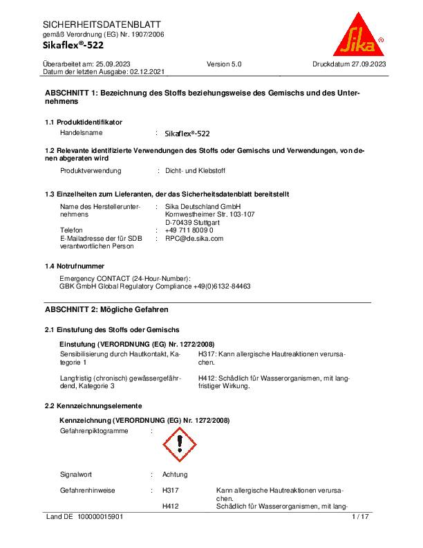 Kleb- u.Dichtstoff Sikaflex®-522 weiß 300ml SIKAFLEX 12 Stück