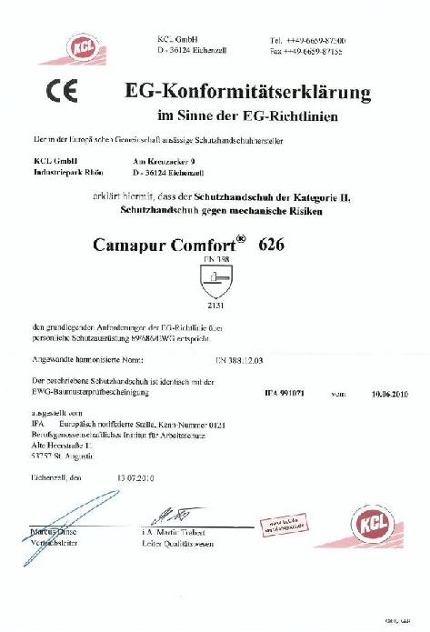 Handschuhe Camapur Comfort 626 Gr.9 schwarz EN 388 PSA II 10PA