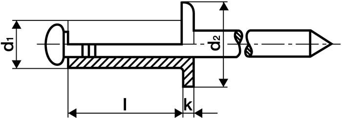 Blindniet Nietschaft dxl 6,0x10,0mm Stahl/Stahl 250 St.GESIPA