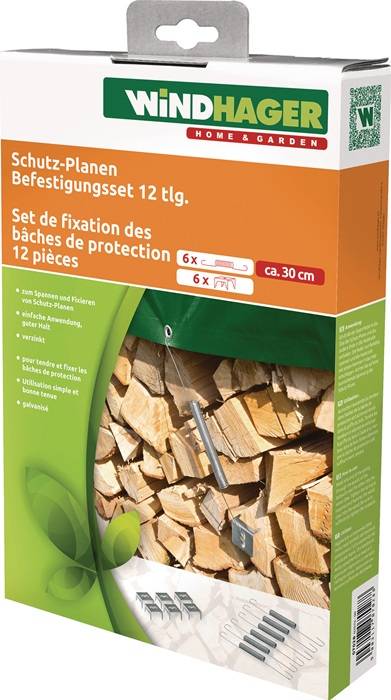 Schutzplanen Bef-set.6 Spannfedern u.6 Holzkrallen L.30cm WINDHAGER 8 Stück