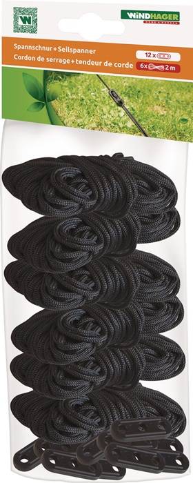 Befestigungsschnur Variabel 6 Schnüre u.2 Spanner PP L.2m WINDHAGER 10 Stück