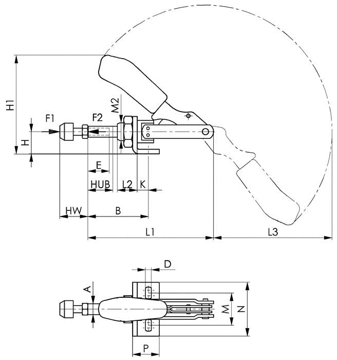 Schubstangenspanner Nr.6841 Gr.0 kl.Winkelfuß AMF