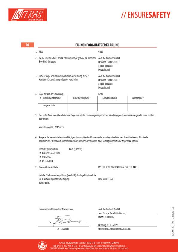 Handschuhe 6230 Gr.9 grau/weiß EN 388,EN 16350 PSA II 12 NITRAS