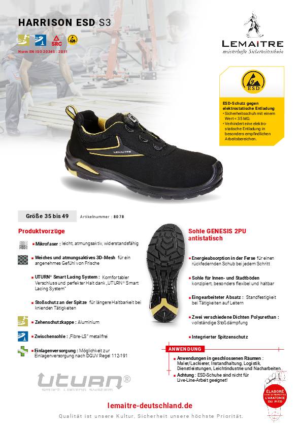 Sicherheitsschuh Harrison Gr.45 schwarz/gelb S3 SRC ESD EN20345