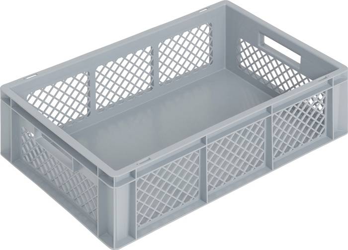 Transportbehälter L600xB400xH170mm grau PP Durchfassgr.Seitenwände durchbrochen