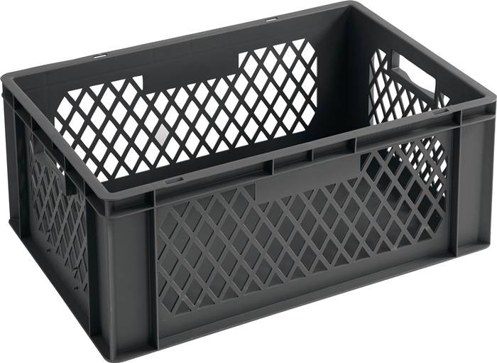Transportbehälter L600xB400xH270mm grau PP Durchfassgr.Seitenwände durchbrochen