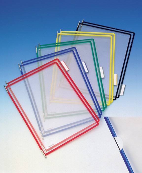 Sichttafel PVC m.Drahtrahmen ku.-ummantelt gelb DIN A4 reflexionsfrei 10St./Btl.