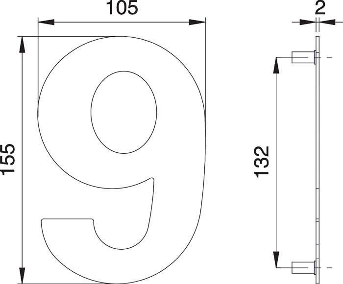 Hausnummer Ziffer 6/9 VA ma 150mm B.105mm EDI