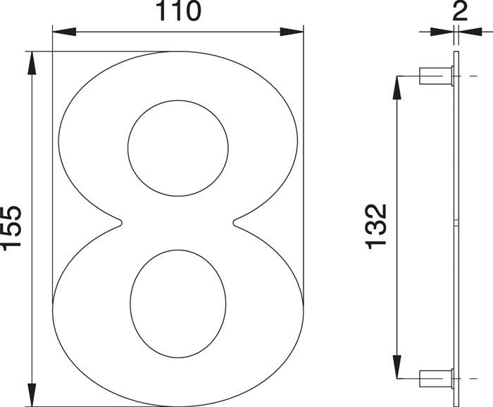 Hausnummer Ziffer 8 VA ma 150mm B.110mm EDI