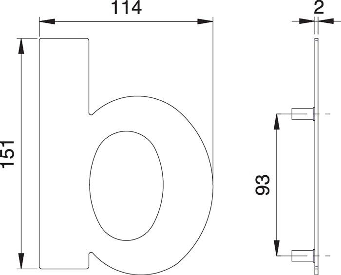Hausnummer Buchstabe b VA ma 150mm B.114mm EDI