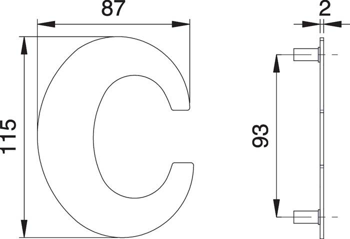 Hausnummer Buchstabe c VA ma 110mm B.87mm EDI