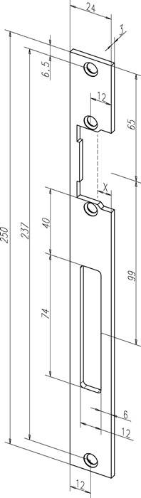 Flachschließbl.690 VA ma ktg.B.24xL.250mm DIN L/R ASSA ABLOY