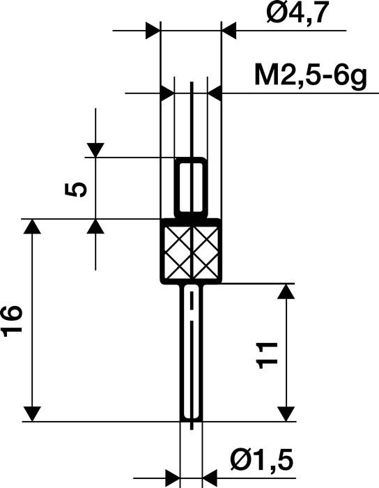 Messeins.D.1,5mm L.30mm Stift M2,5 STA z.Messuhren KÄFER