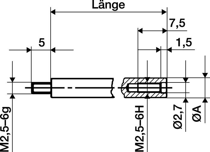 Verlängerungsstück L.10mm Messbolzen-D.4mm z.Messuhren KÄFER