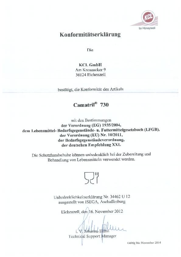 Chemiehandschuh Camatril 730 Gr.10 grün EN 388,EN 374 PSA III HONEYWELL