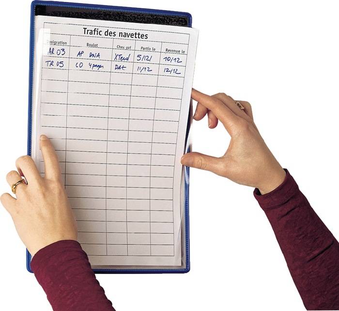 Kontrollblatthalter PVC m.Drahtrahmen ku.-ummantelt blau DIN A4 Ösen 5St./Btl.