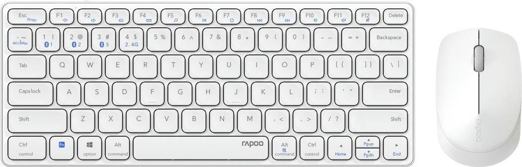 Rapoo Kabelloses Multimodus Desktop-Set 9600M DE-Layout Weiß - Tastatur - 1.300