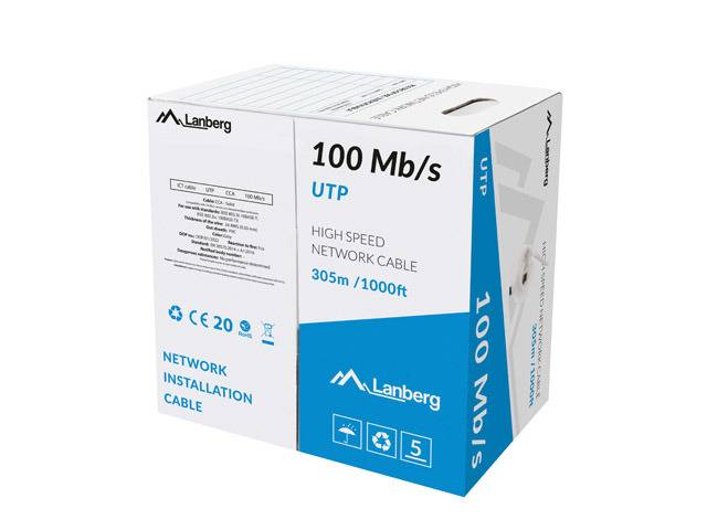 Lanberg 100 Mb/s UTP Hochgeschwindigkeits-Netzwerk-Installationskabel-Box, gekennzeichnet mit 305m/1000ft.