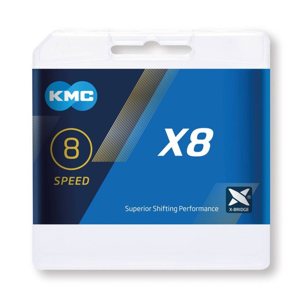 KMC Schaltungskette X8 1/2" x 3/32", 114 Glieder, 7,3 mm, 8-fach, silber/grau