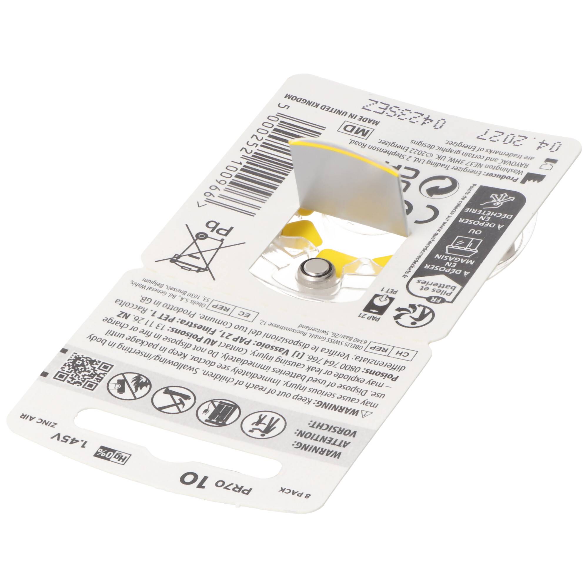 Rayovac HA10 PR70 Hörgeräte Batterien Extra Advanced 8er Sparpack 6 + 2 Gratis 5000252100966, Lieferung besteht aus 8 St